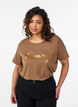 T-shirt med motiv , Brun, Model image number 0