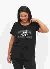 Bomulds t-shirt med front tryk, Black LOS ANGELES, Model