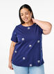 T-shirt i &oslash;kologisk bomuld med broderede motiver, Bl&aring;, Model image number 0