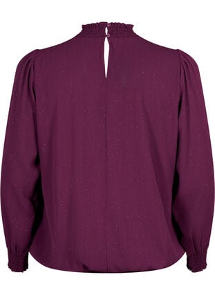 FLASH - Langærmet bluse med smock og glitter, Purple w. Silver, Packshot image number 1