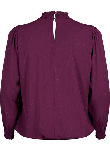 FLASH - Langærmet bluse med smock og glitter, Purple w. Silver, Packshot image number 1
