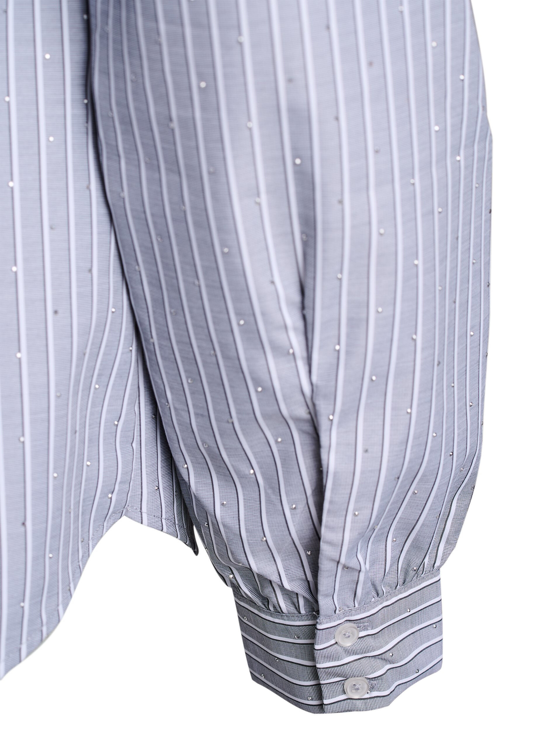 Zizzi Stribet skjorte med nitter, Sort, Packshot image number 3