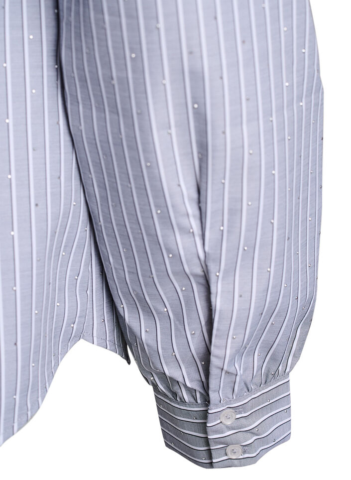 Stribet skjorte med nitter, Sort, Packshot image number 3