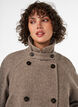 Lang uldfrakke med h&oslash;j krave og dobbeltradet design, Brun, Model image number 3