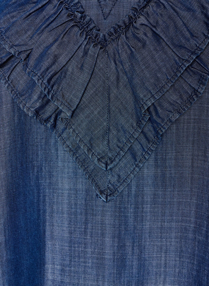 Kort kjole i denimlook med fl&aelig;ser, Bl&aring;, Packshot image number 2