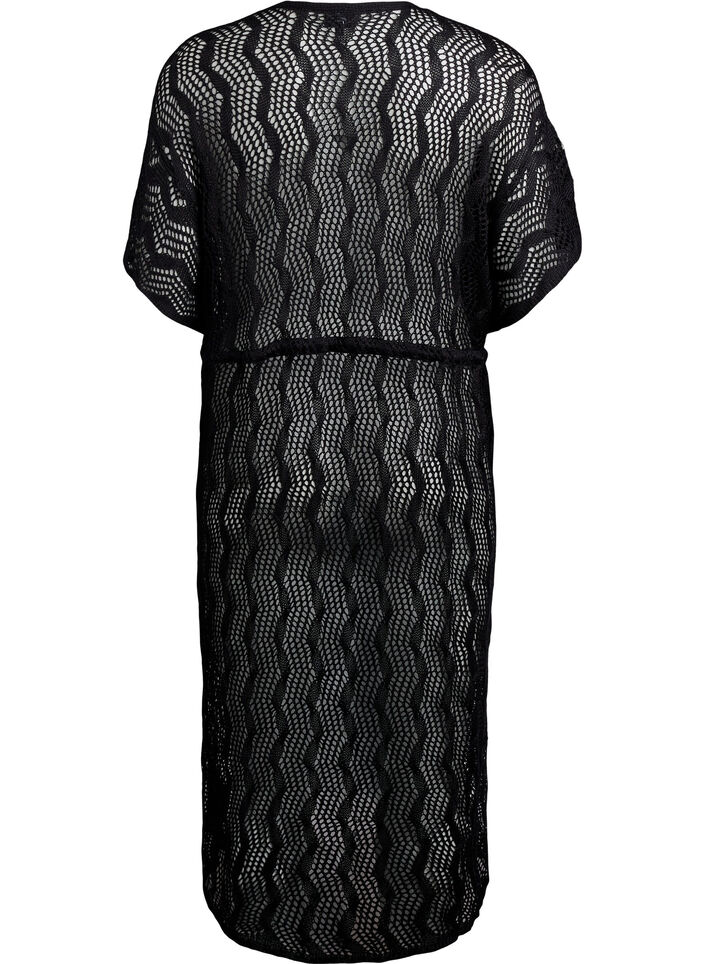 Strand kimono med bindebånd, Sort, Packshot image number 1