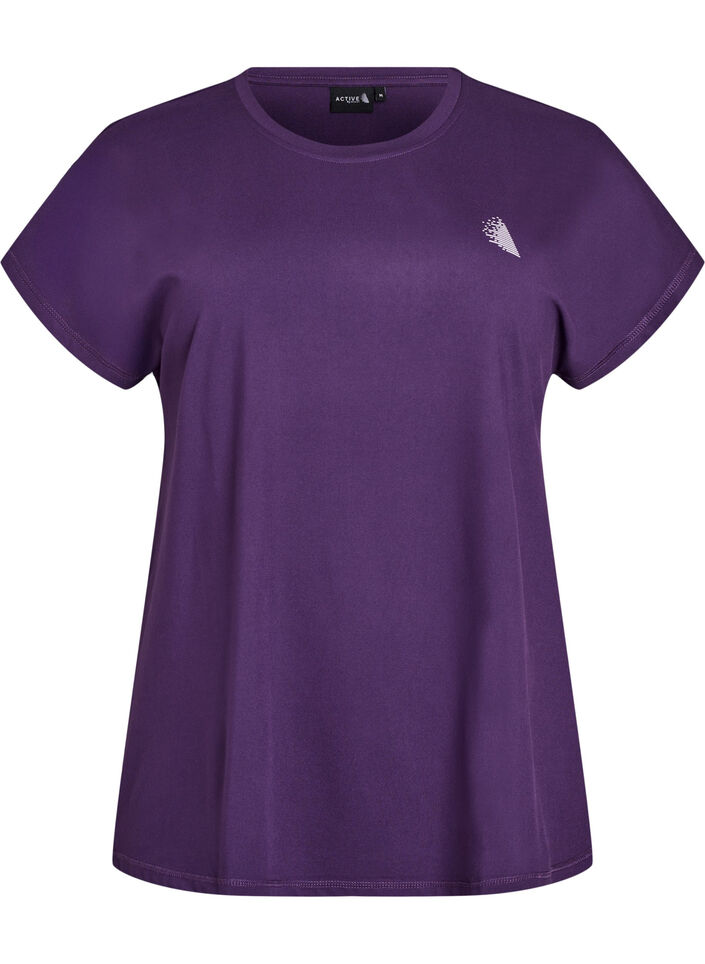 Ensfarvet tr&aelig;nings t-shirt, Lilla, Packshot image number 0
