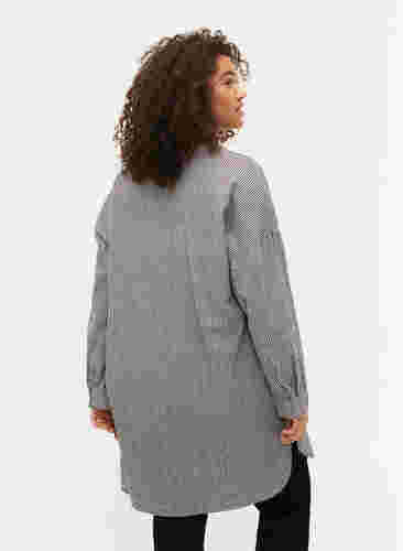 Stribet bomuldsskjorte med 3/4 ærmer, Black Stripe, Model image number 1