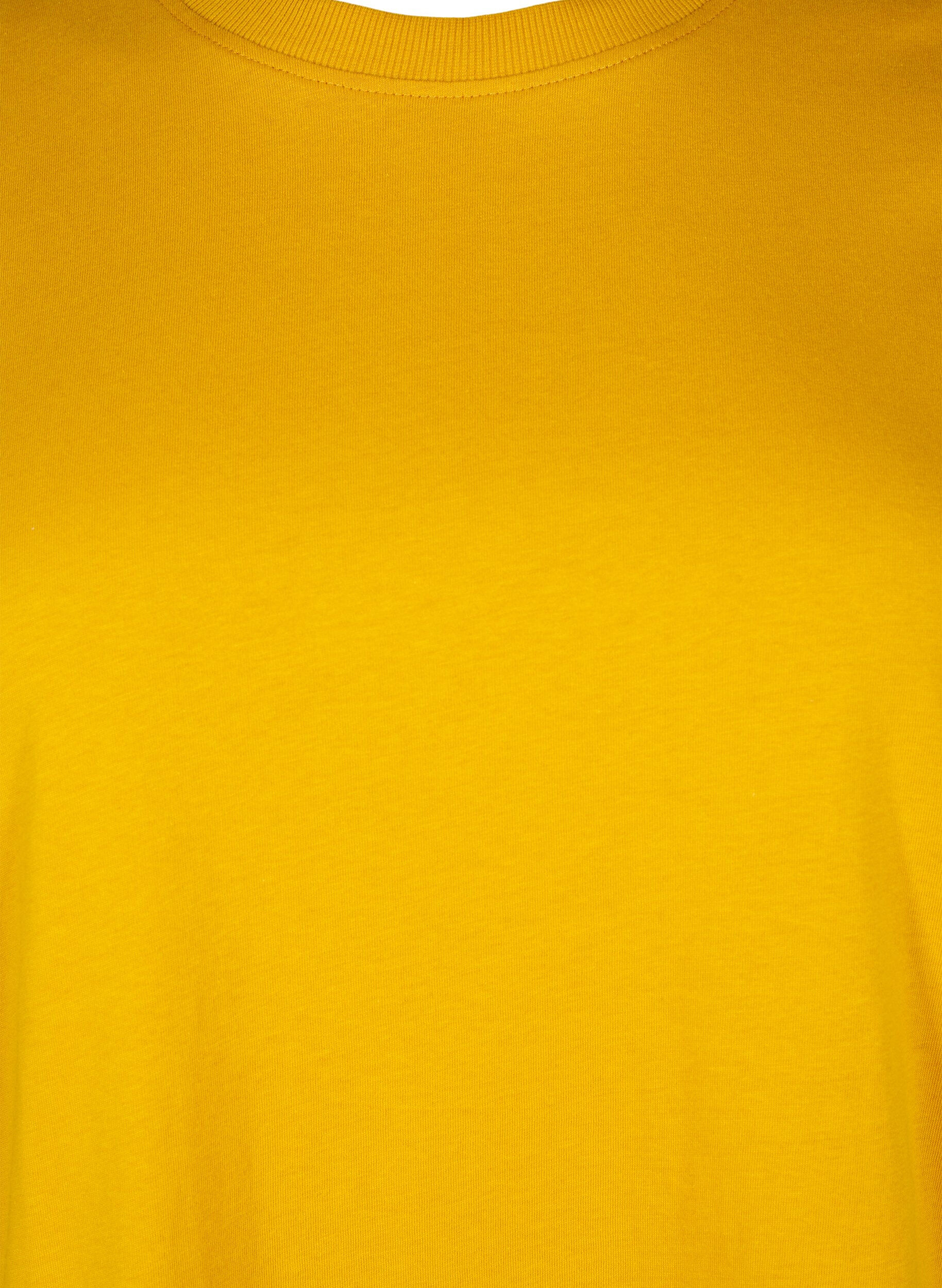 ZizziBasis t-shirt i bomuld med rund hals , Gul, Packshot image number 2