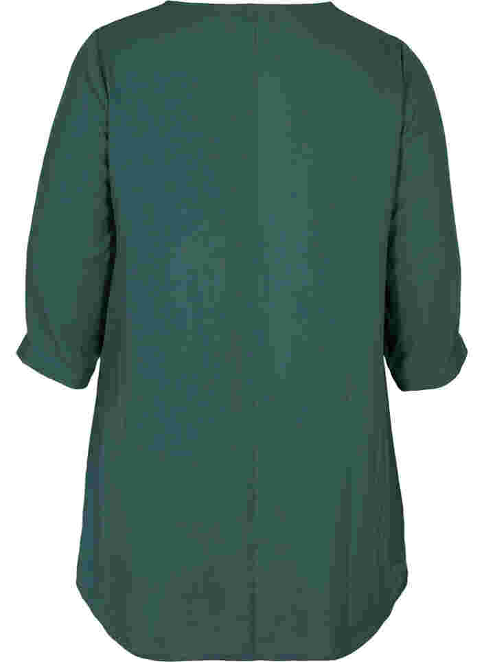 Bluse med 3/4 ærmer og v-hals, Trekking Green, Packshot image number 1