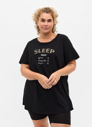 Oversize nat t-shirt i økologisk bomuld, Black Sleep, Model image number 0