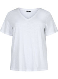 Kortærmet basis t-shirt med v-hals, Bright White