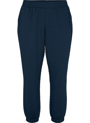 Quiltede sweatpants med lommer, Navy Blazer, Packshot image number 0