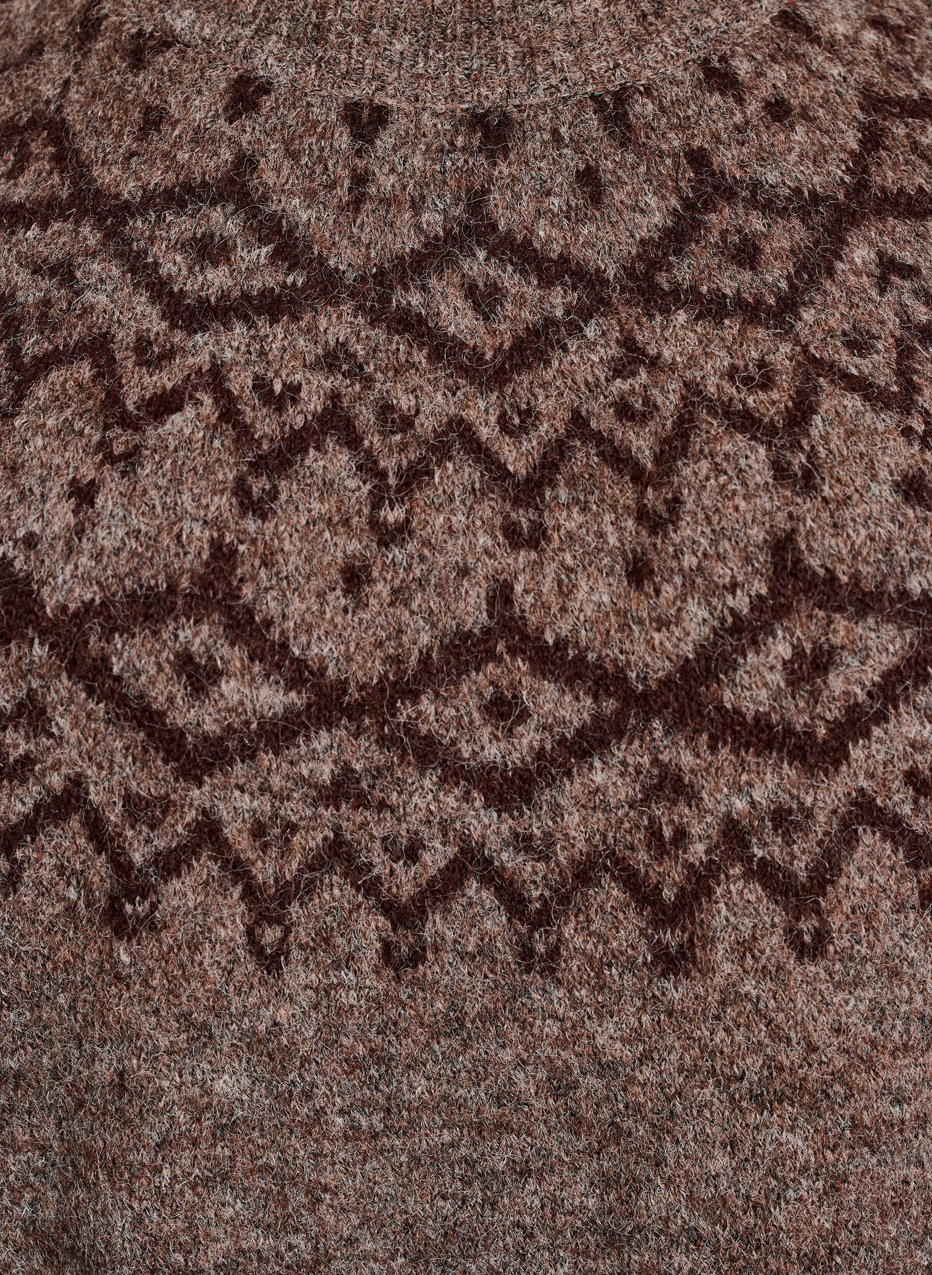 ZizziStrikkjole med jacquardm&oslash;nster, Brun, Packshot image number 2
