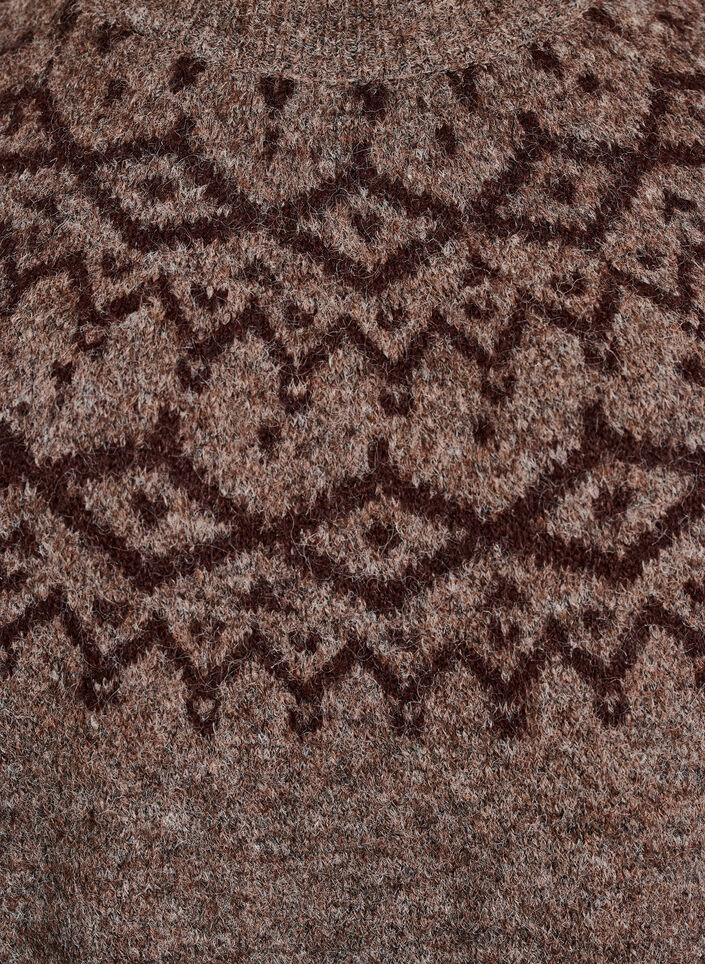 Strikkjole med jacquardm&oslash;nster, Brun, Packshot image number 2
