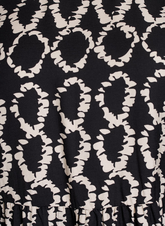 Langærmet kjole med print og sløjfer, Sort, Packshot image number 2