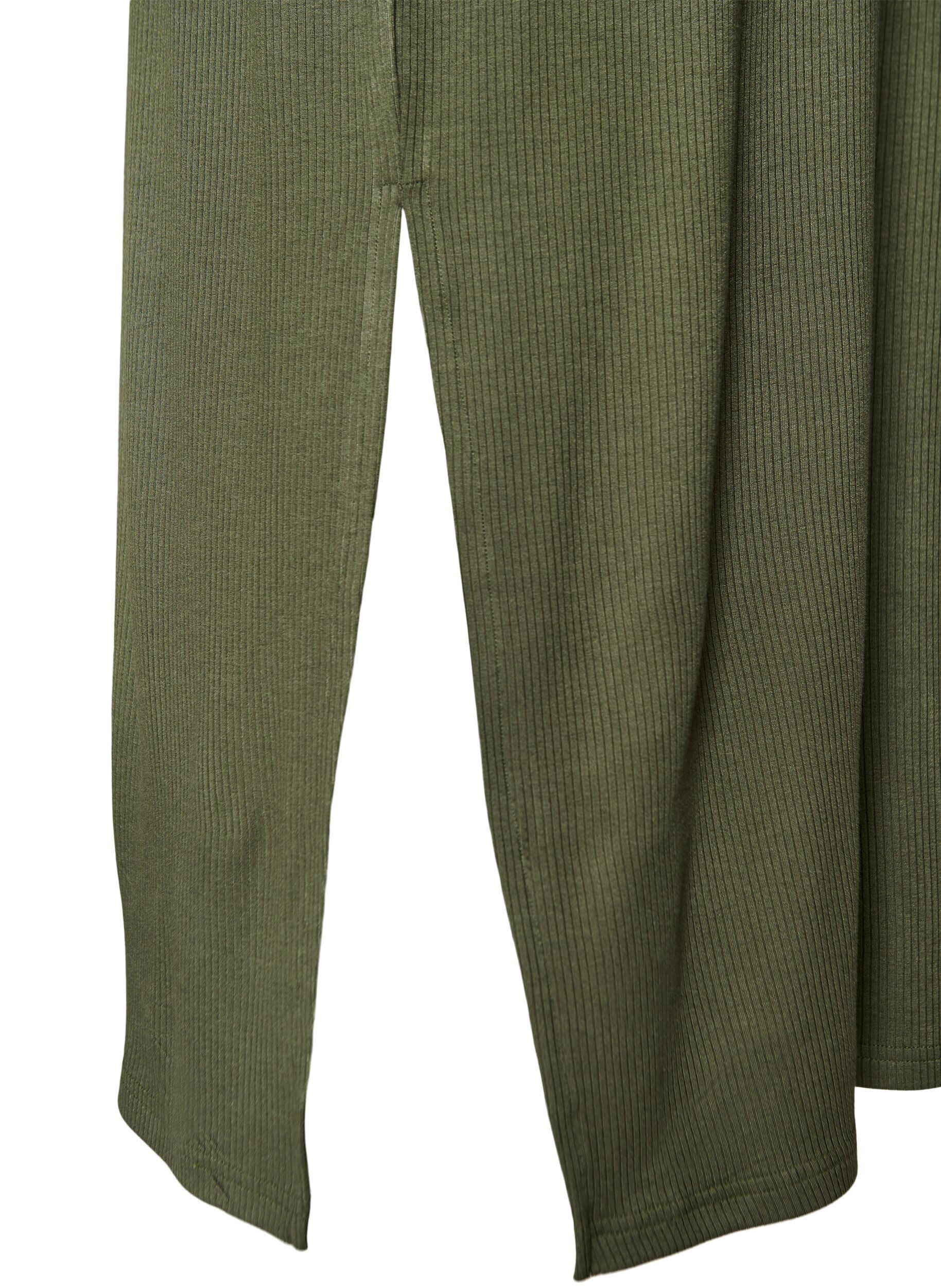 Zizzi&AElig;rmel&oslash;s ribkjole i viskose, Gr&oslash;n, Packshot image number 3
