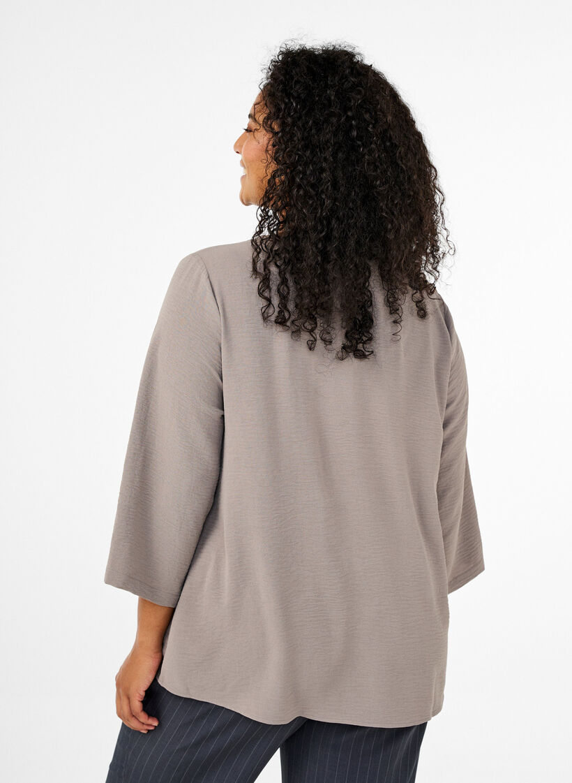 Bluse med 3/4 &aelig;rmer, Beige, Model image number 2