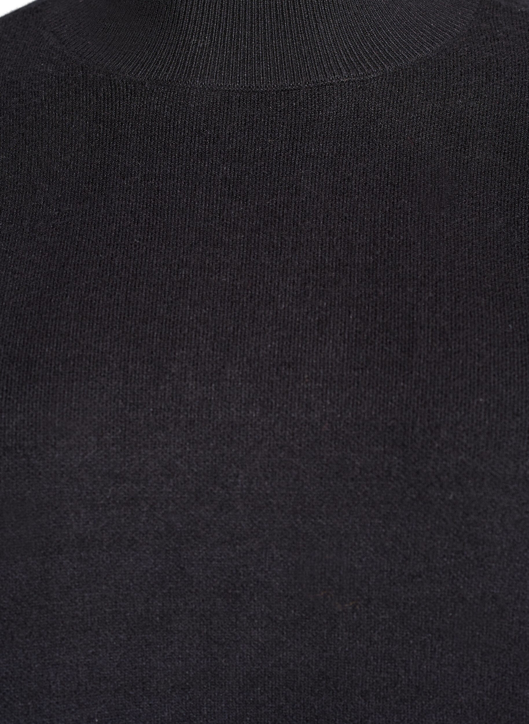 Zizzi Strikbluse med h&oslash;j hals, Sort, Packshot image number 2