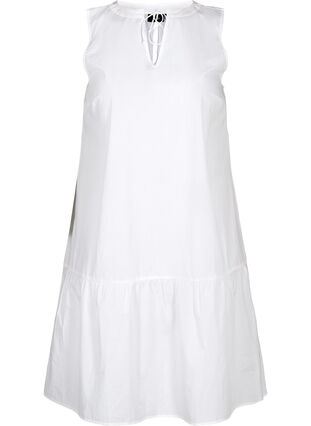 Kort bomulds kjole i a-shape, White, Packshot image number 0