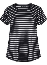 Stribet t-shirt i bomuld, Black/White Stripe
