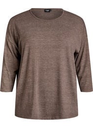Jerseybluse med 3/4 &aelig;rmer, Brun