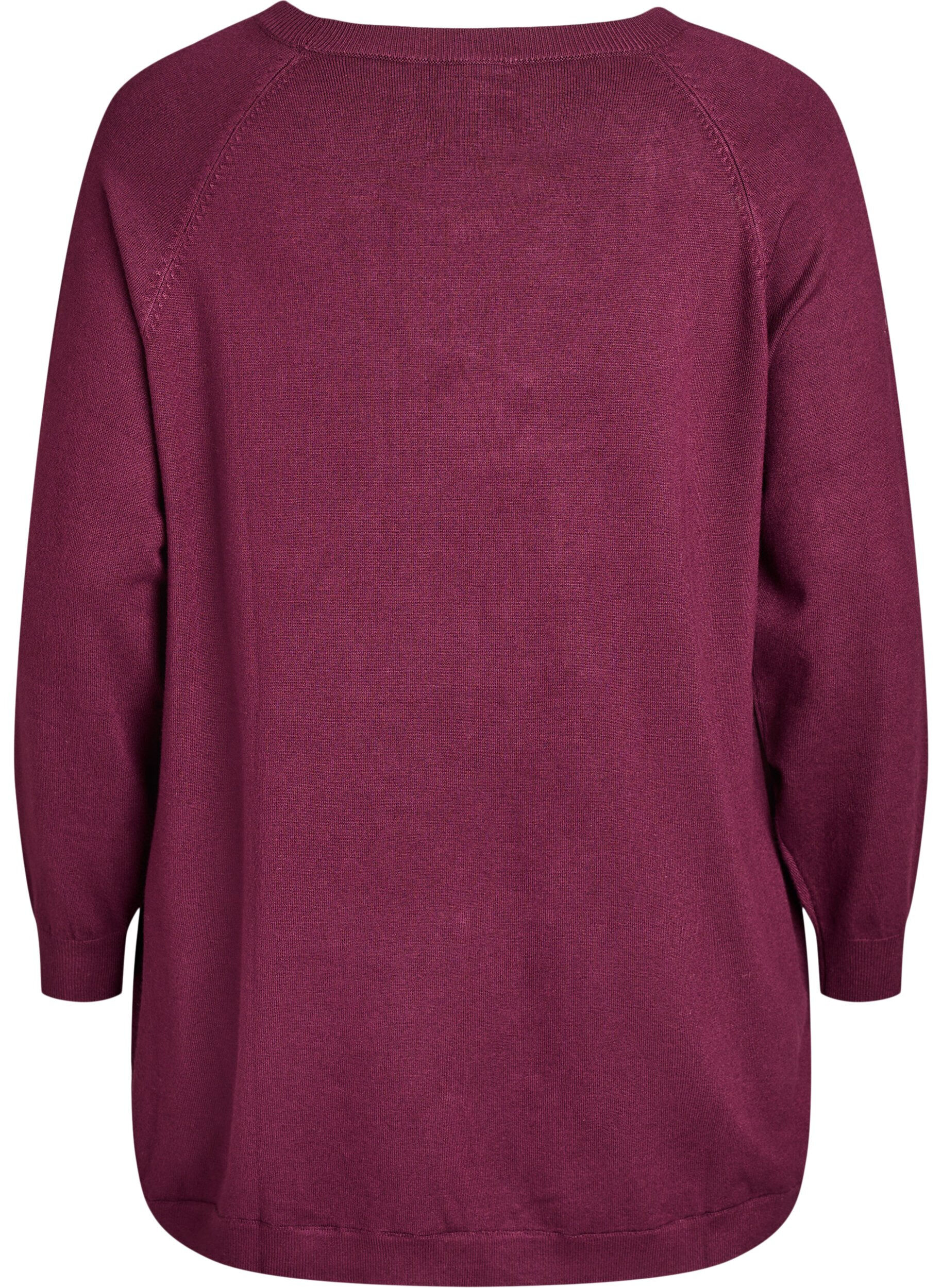 ZizziStrikbluse med knapper i siden, R&oslash;d, Packshot image number 1