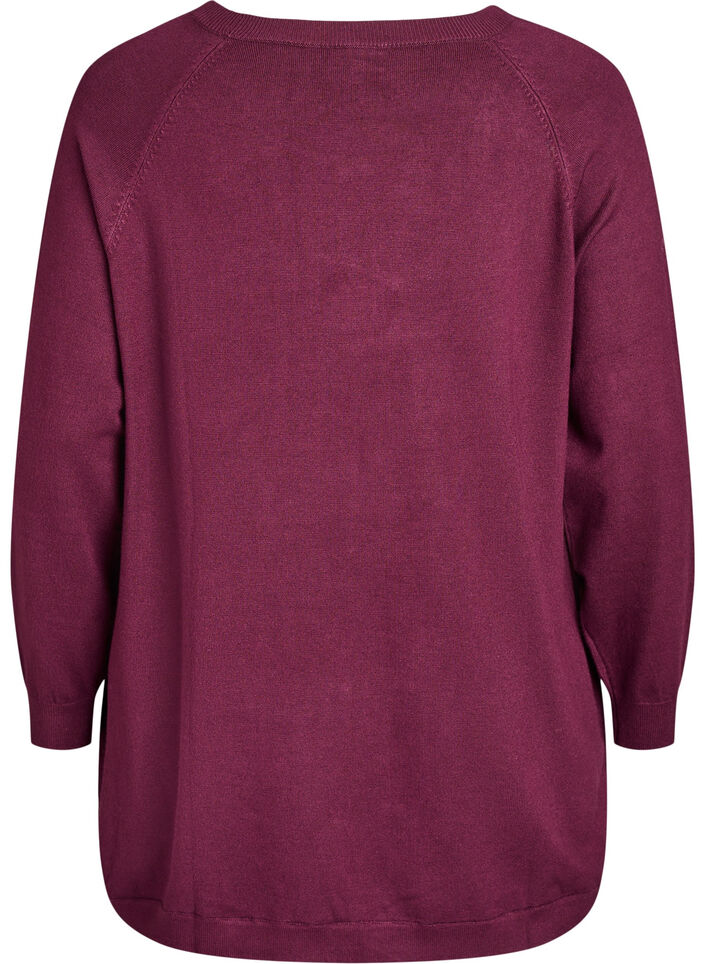 Strikbluse med knapper i siden, R&oslash;d, Packshot image number 1