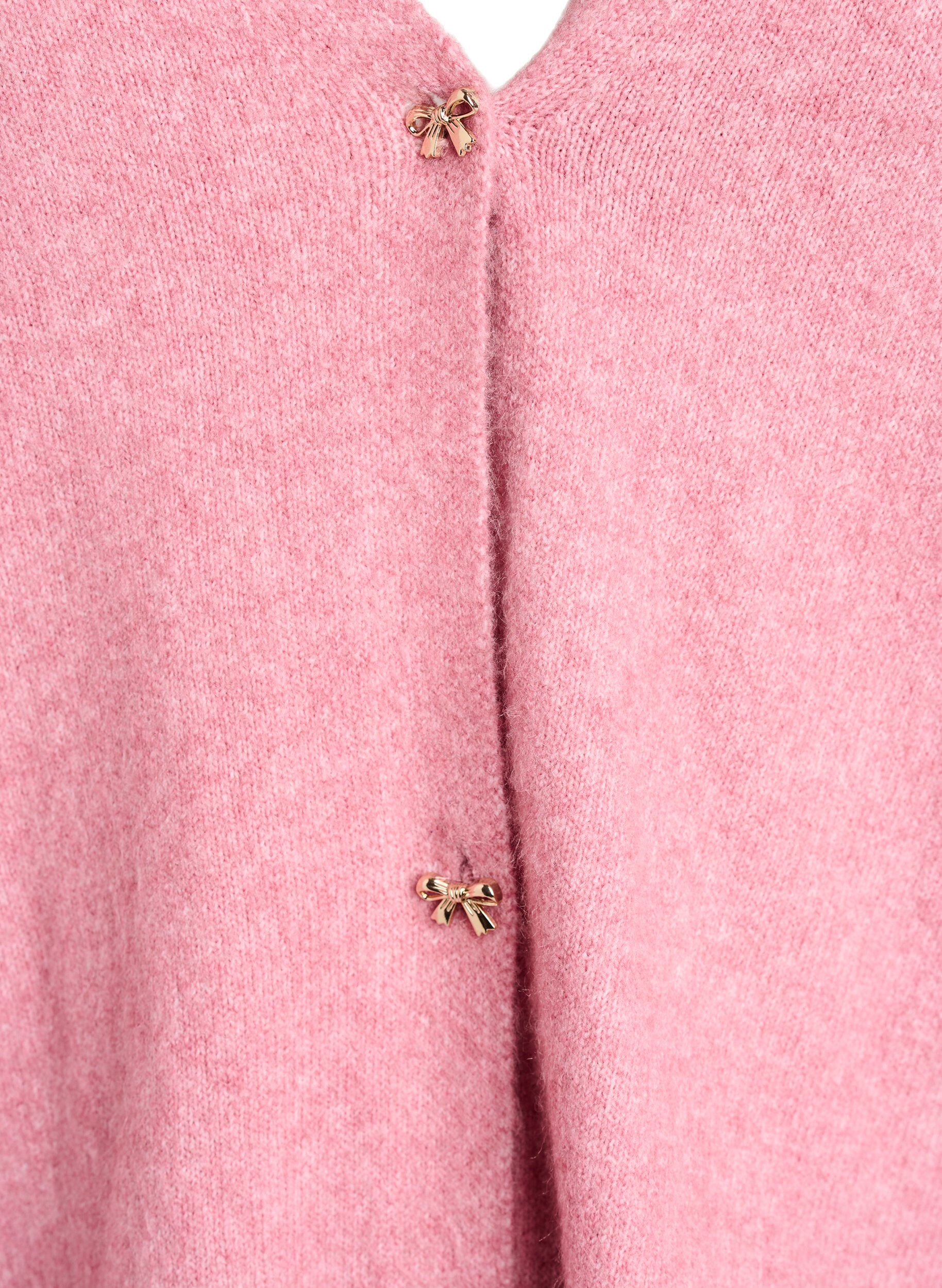 Zizzi Strik cardigan med uld og sl&oslash;jfeknapper, Lyser&oslash;d, Packshot image number 2