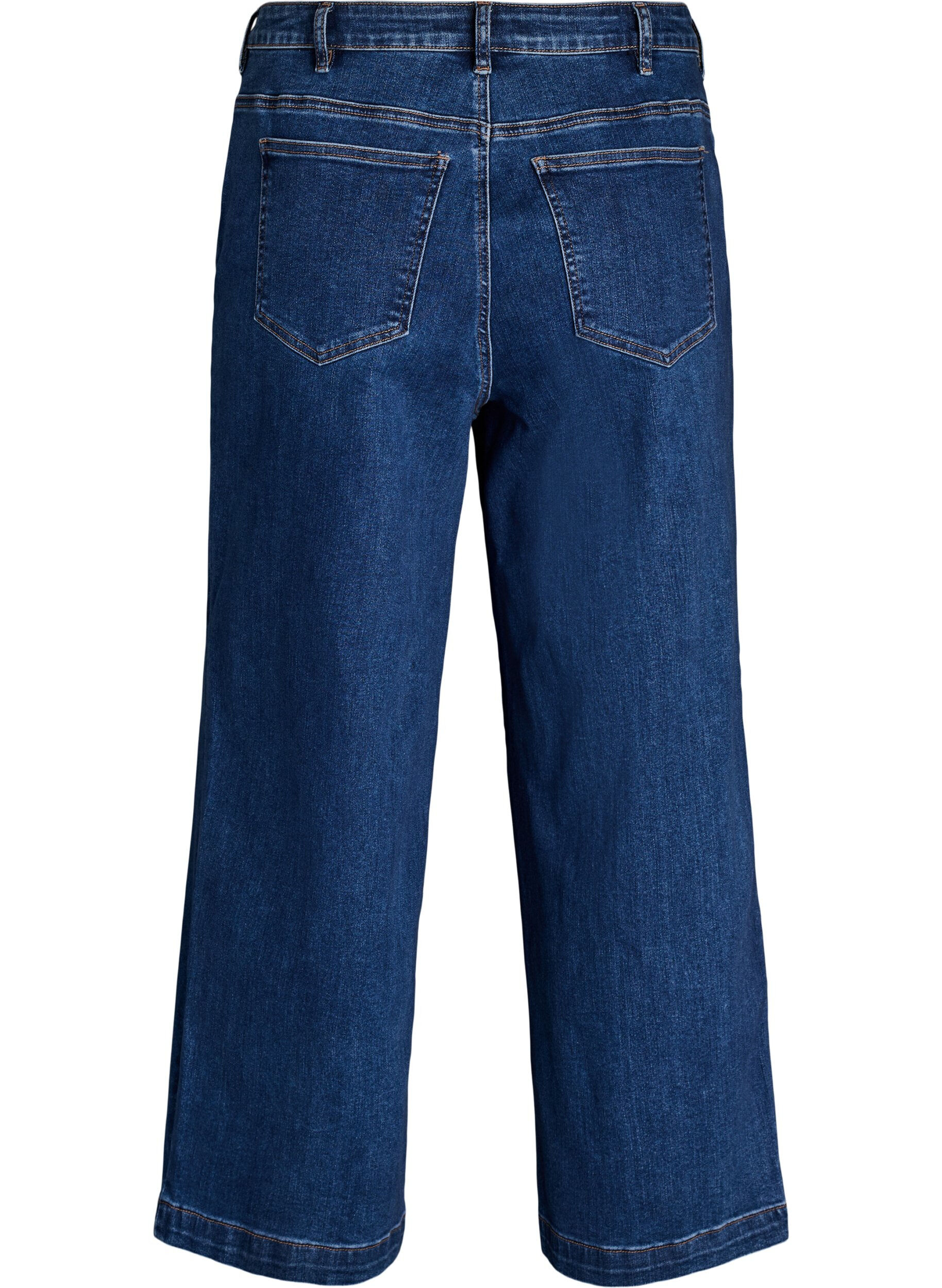 Zizzi Kiana jeans med straight fit og h&oslash;j talje, Bl&aring;, Packshot image number 1
