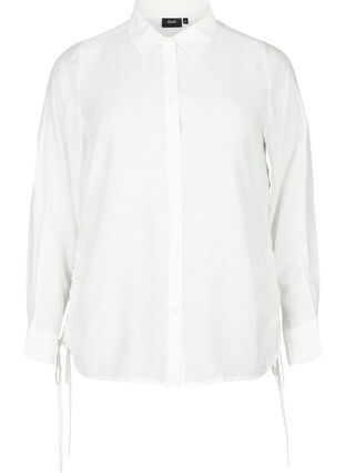 Skjorte i viskose med rynkedetalje, Bright White, Packshot image number 0