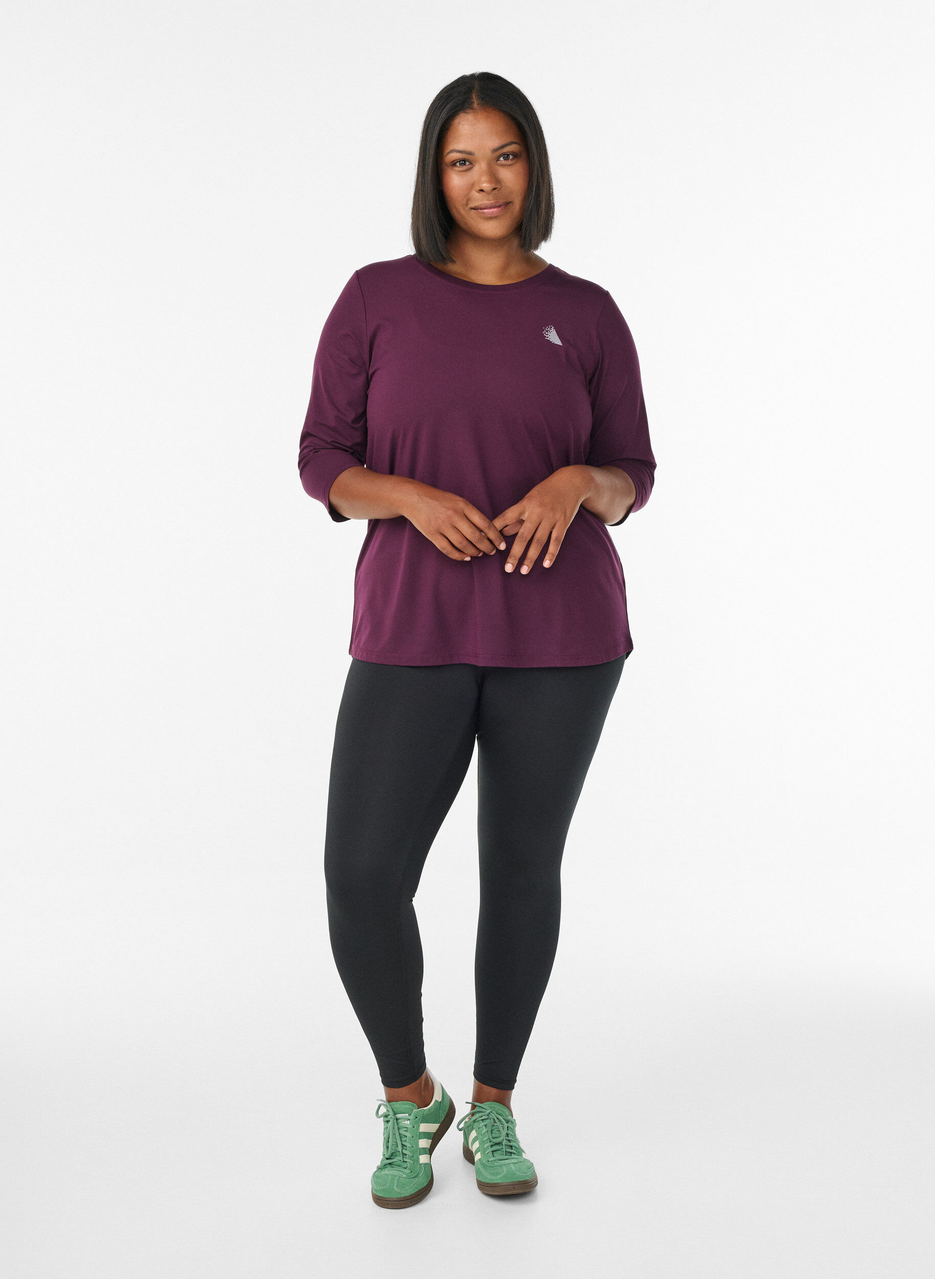 ZizziTr&aelig;ningsbluse med 3/4 &aelig;rmer., Lilla, Model image number 1