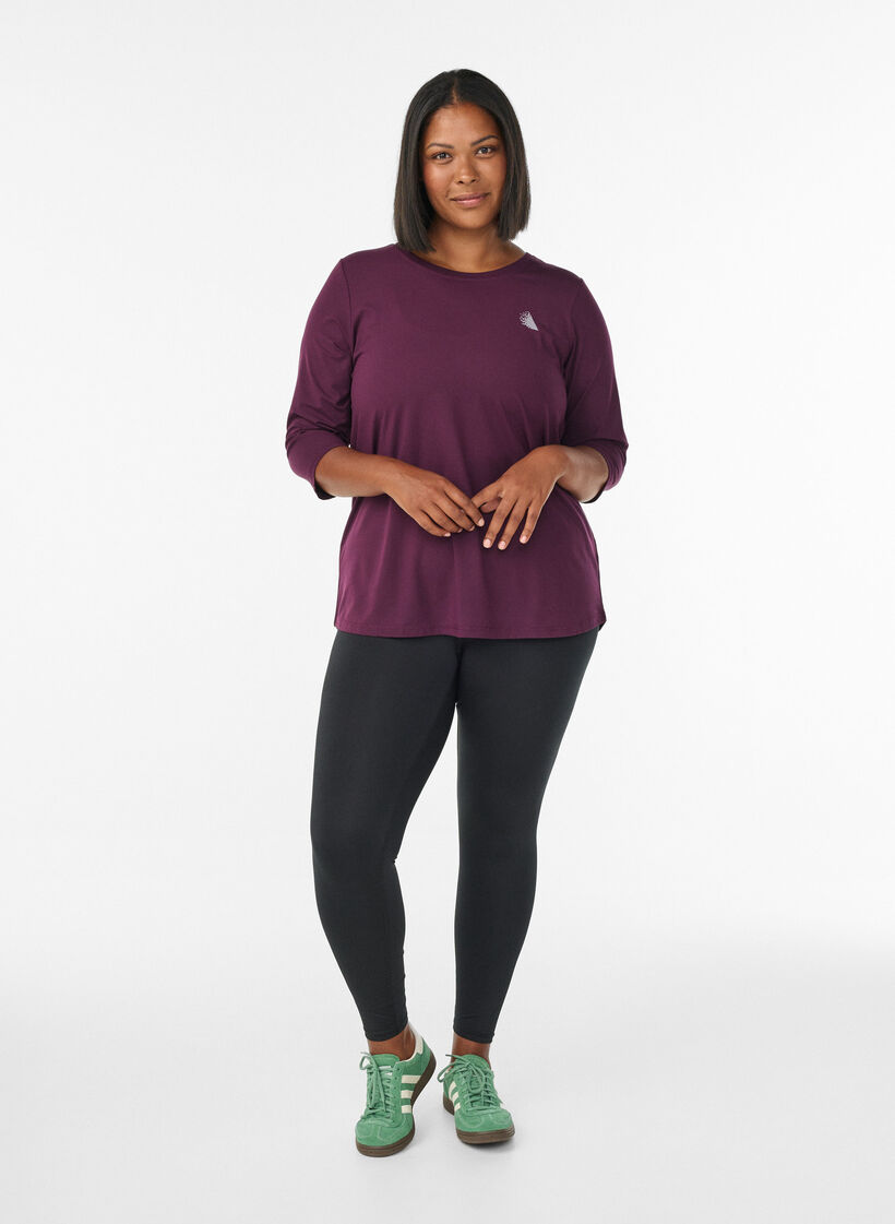 Tr&aelig;ningsbluse med 3/4 &aelig;rmer., Lilla, Model image number 1