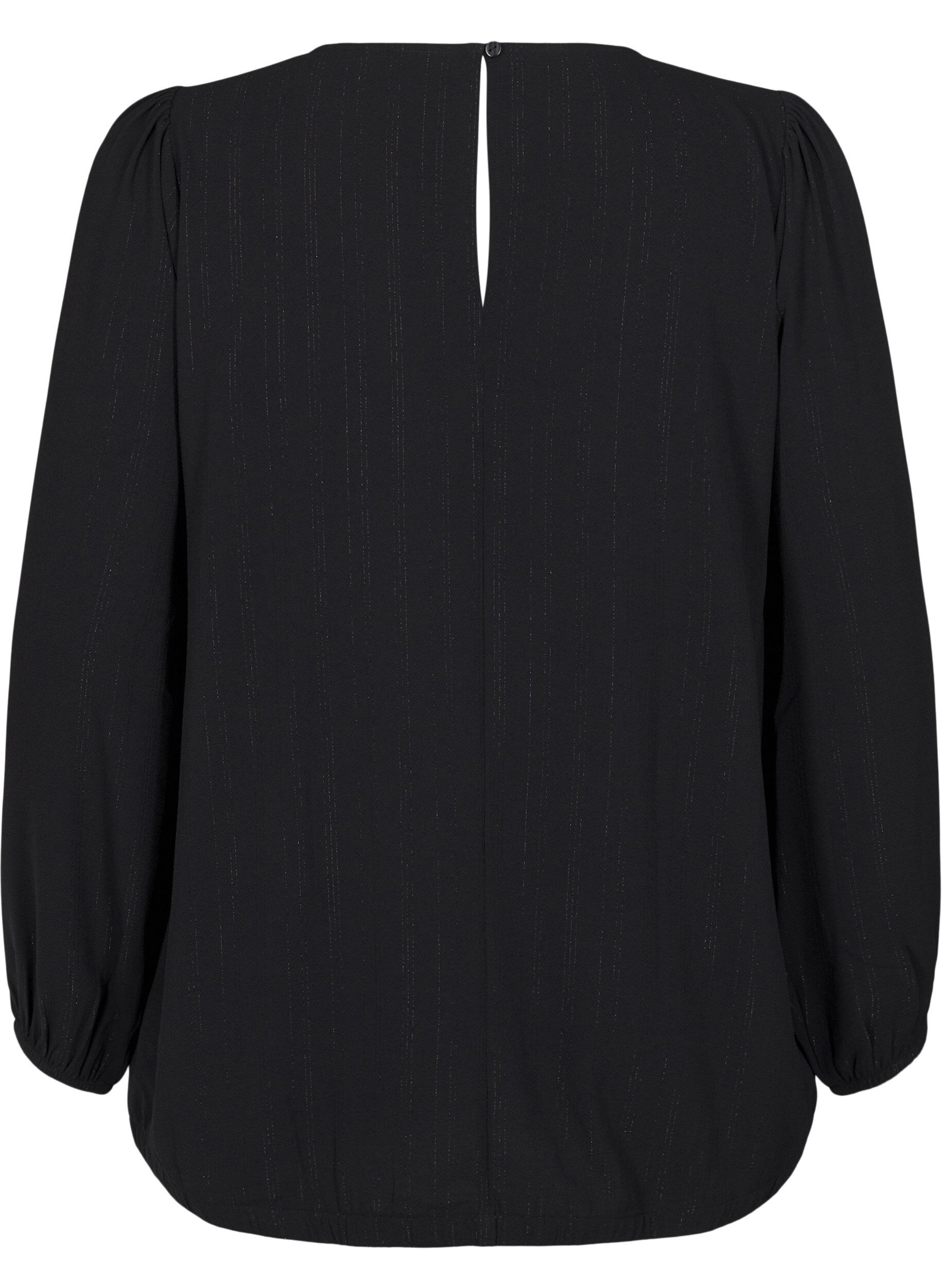 ZizziBluse med s&oslash;lv glimmer, Sort, Packshot image number 1