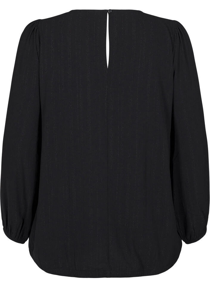 Bluse med s&oslash;lv glimmer, Sort, Packshot image number 1