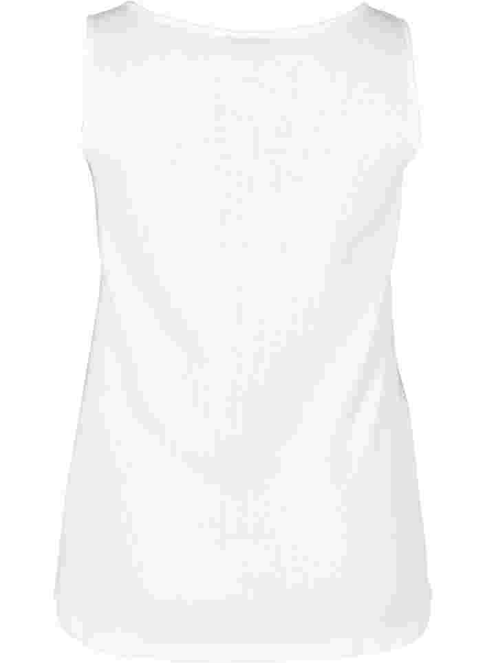 Top med rund hals i ribkvalitet, Bright White, Packshot image number 1