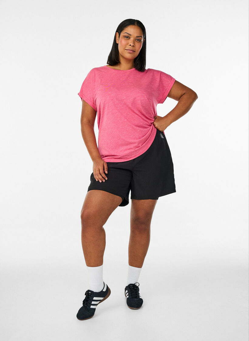 L&oslash;s tr&aelig;nings t-shirt med korte &aelig;rmer, Lyser&oslash;d, Model image number 1
