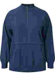Sweatshirt med lynlås og lomme, Insignia Blue Mel. 