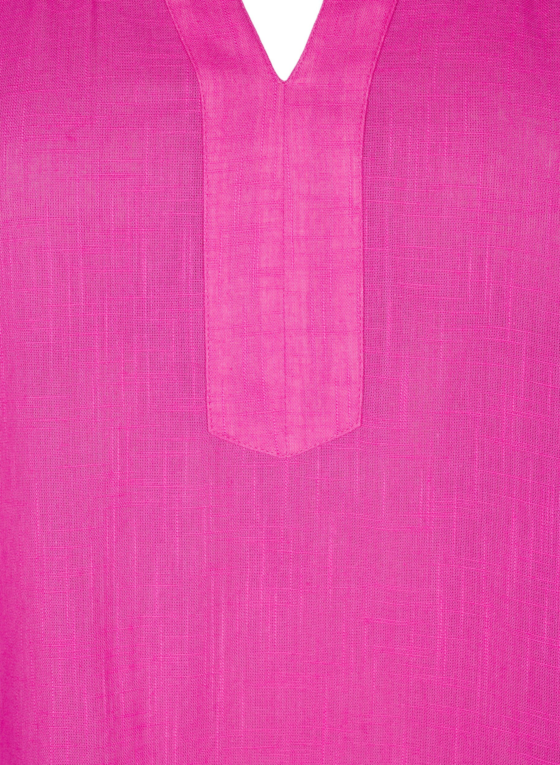 Zizzi Tunika i bomuld med V-udsk&aelig;ring, Lyser&oslash;d, Packshot image number 2