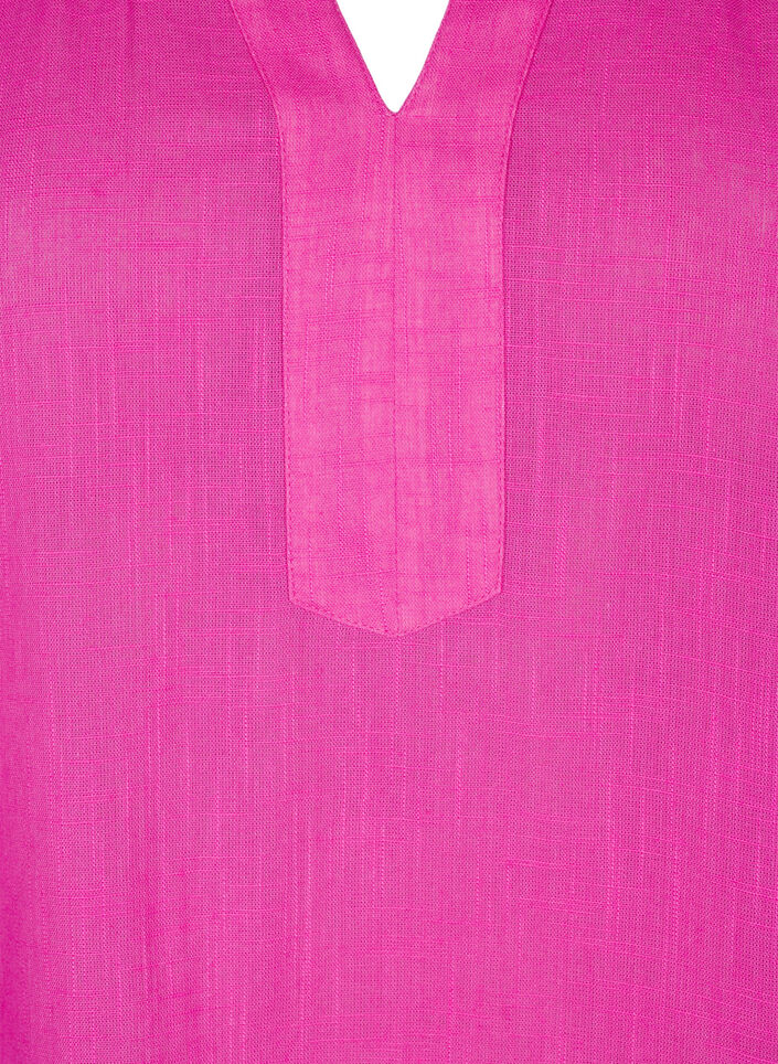 Tunika i bomuld med V-udskæring, Lyserød, Packshot image number 2