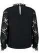 Viskosebluse med crochet ærmer, Black, Packshot image number 1