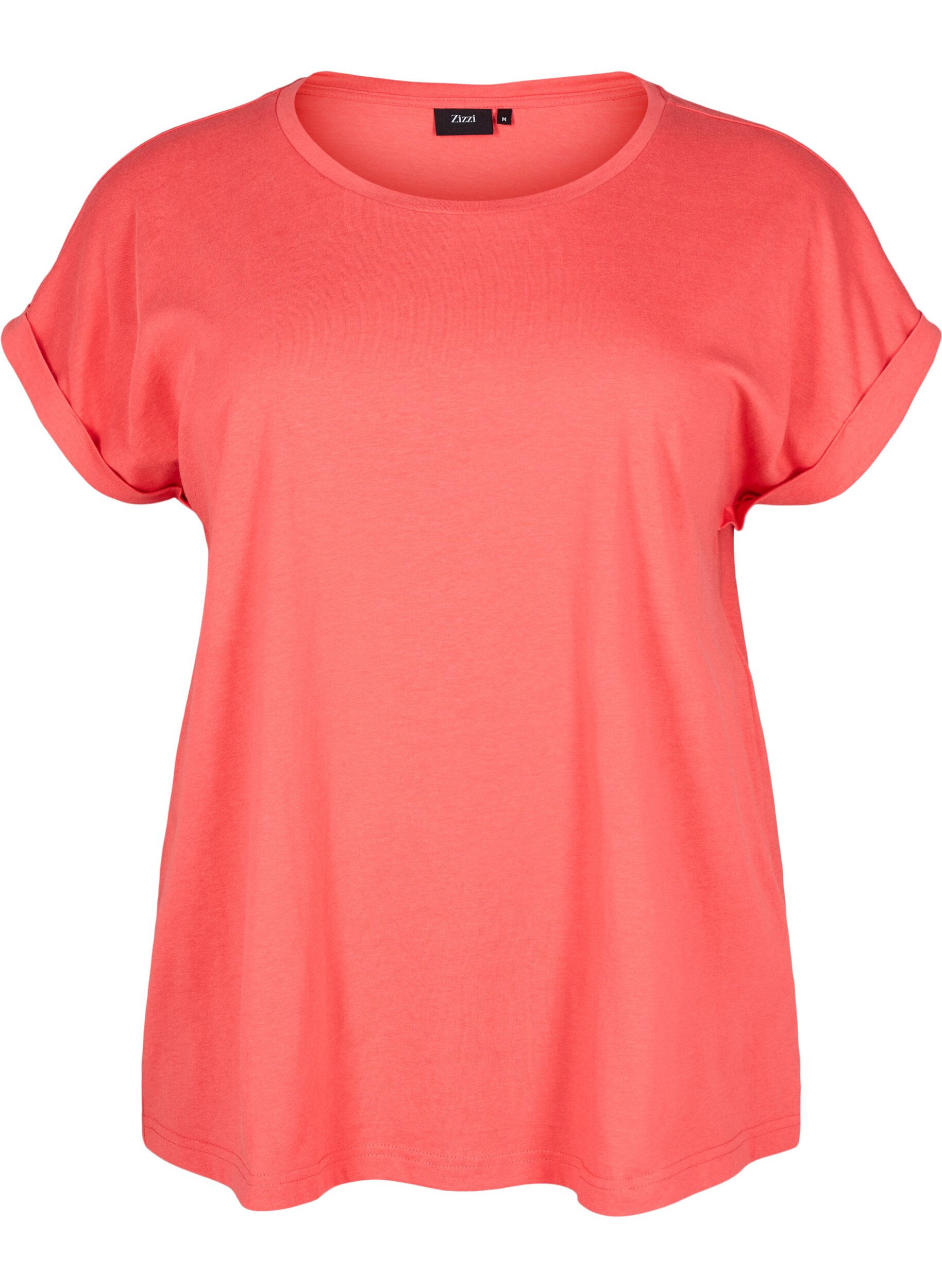 ZizziKort&aelig;rmet t-shirt i bomuldsblanding, R&oslash;d, Packshot image number 0