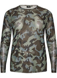 Meshbluse med print, Gr&oslash;n