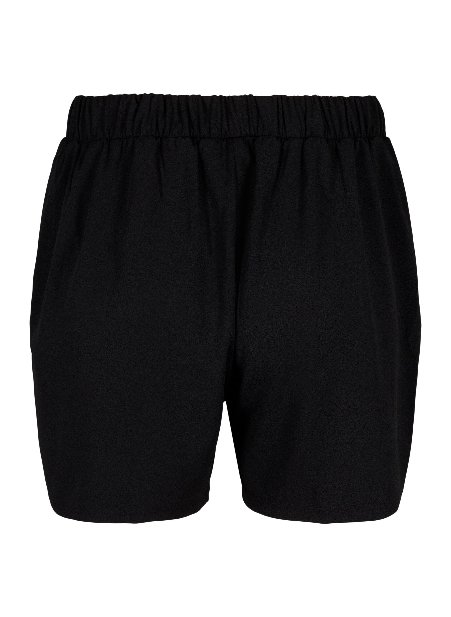 Zizzi L&oslash;se shorts med lommer, Sort, Packshot image number 1
