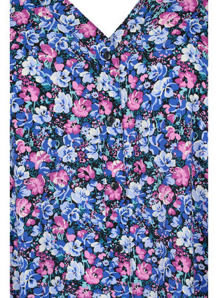 Viskose top med knapper, Pink blue Flower , Packshot image number 2