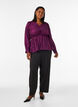 Glansfuld viskosebluse med peplum-effekt, Lilla, Model image number 1
