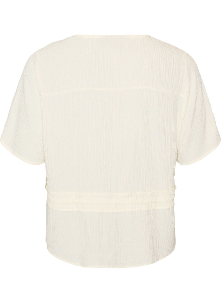 Bluse med struktur og bindeb&aring;nd i taljen, Vanilla, Packshot image number 1