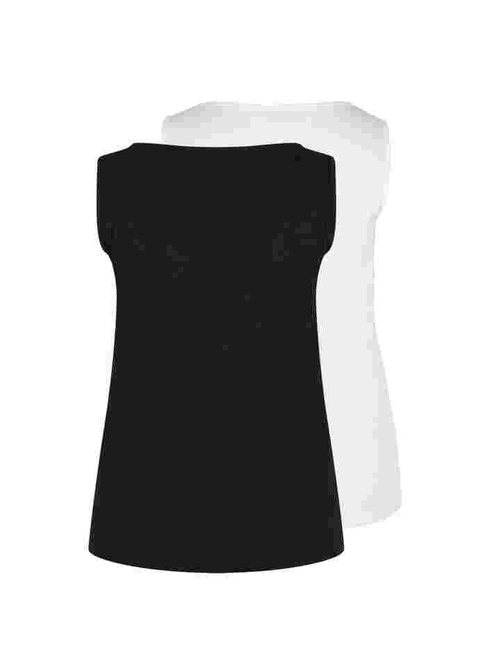 2-pak basis tanktop i rib, Black/Bright White, Packshot image number 1