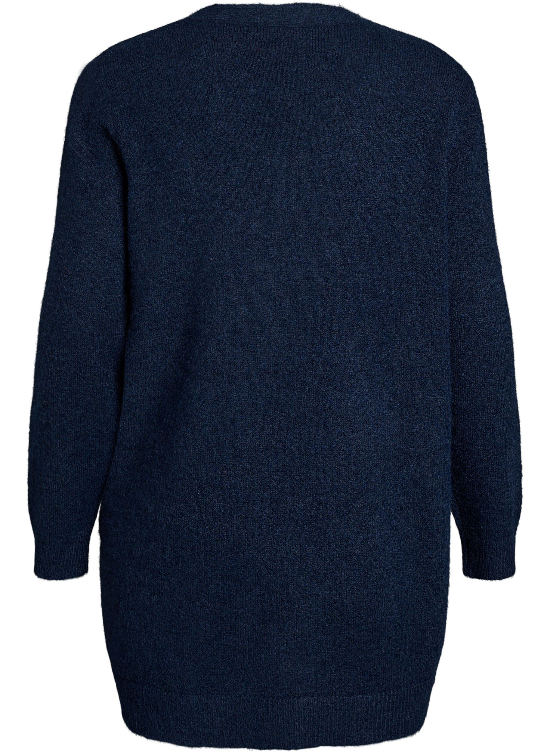 ZizziLang cardigan med lommer, Bl&aring;, Packshot image number 1