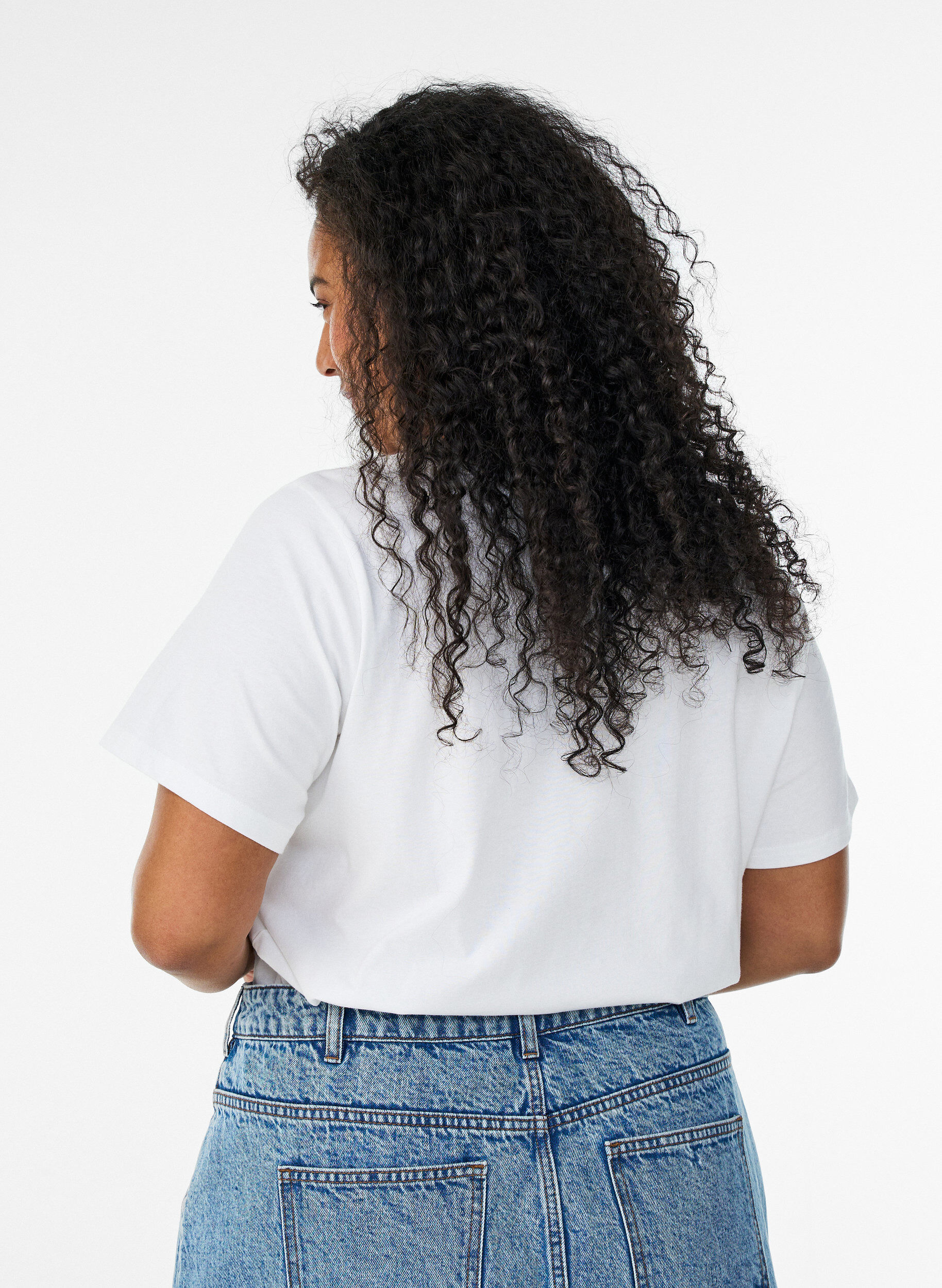 ZizziT-shirt i &oslash;kologisk bomuld med strandprint, Hvid, Model image number 2